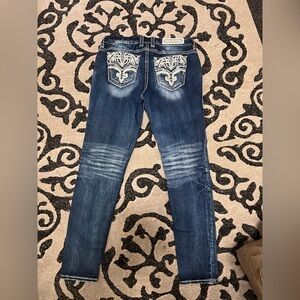 Rock Revival Blue Jeans with White Accents